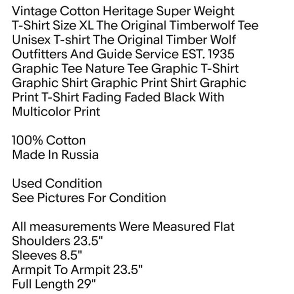 Vintage Cotton Heritage Super Weight T-Shirt Size XL The Original Timberwolf Tee - Picture 2 of 6